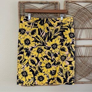 J. Crew The Pencil Skirt Yellow Floral Woven Lined Career Wear Sz 12 B11‎